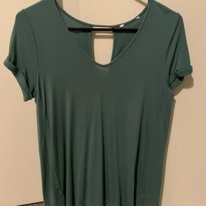 Teal short sleeve tee with back key hole